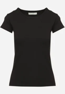 Czarny Casualowy T-shirt z Bawełny Zeiasha