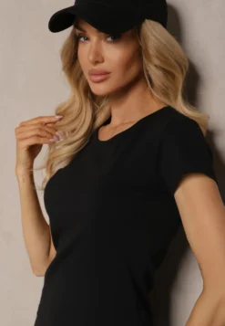 Czarny Casualowy T-shirt z Bawełny Zeiasha