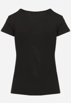 Czarny Casualowy T-shirt z Bawełny Zeiasha