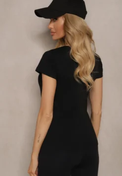 Czarny Casualowy T-shirt z Bawełny Zeiasha