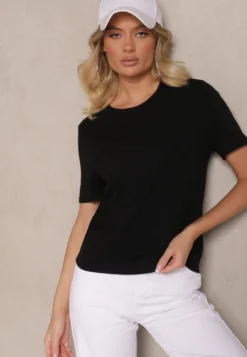 Czarny Casualowy T-shirt z Wiskozy Arisanda