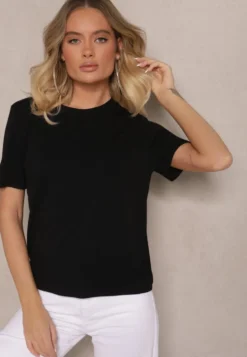 Czarny Casualowy T-shirt z Wiskozy Arisanda