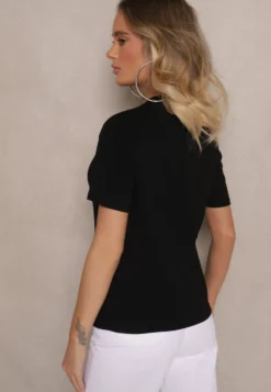 Czarny Casualowy T-shirt z Wiskozy Arisanda