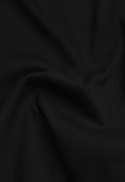 Czarny Dopasowany T-shirt z Marszczeniem z Bawełnianej Tkaniny w Prążki Assarena