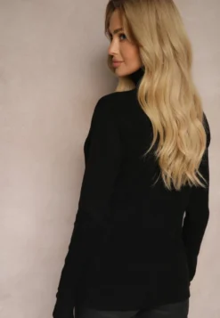 Czarny Golf Sweter o Dopasowanym Kroju z Kaszmirem Zairith