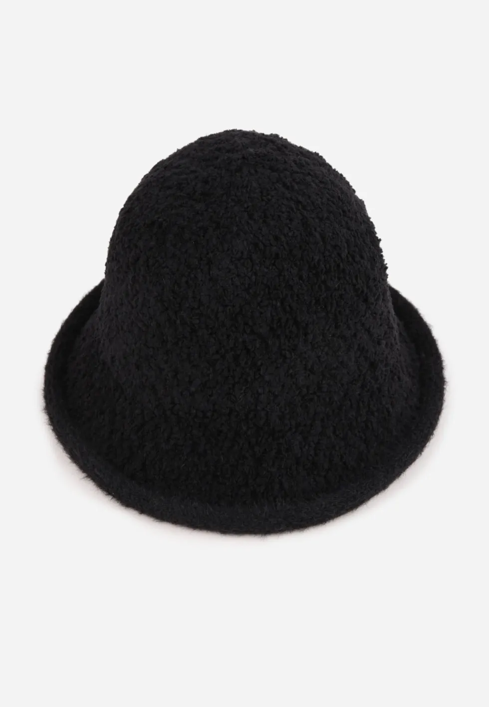 Czarny Kapelusz Bucket Hat z Tkaniny Boucle Bejnia