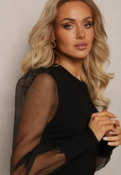 Czarny Kardigan Bluzka Roseanna