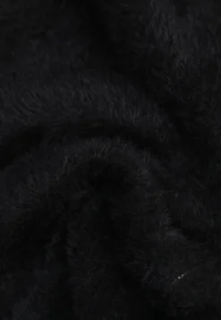 Czarny Kardigan Pluszowy z Kapturem i Suwakiem z Wełną Sativi