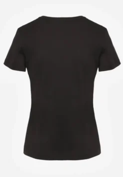 Czarny Klasyczny T-shirt o Gładkim Wykończeniu Rhethine