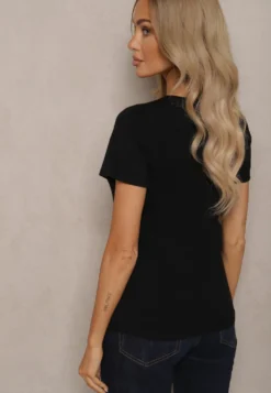 Czarny Klasyczny T-shirt z Bawełny Bilena