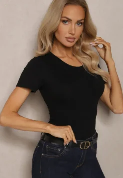 Czarny Klasyczny T-shirt z Bawełny Bilena