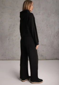 Czarny Komplet Dresowy Bluza z Kapturem i Szerokie Spodnie Casual Pamella