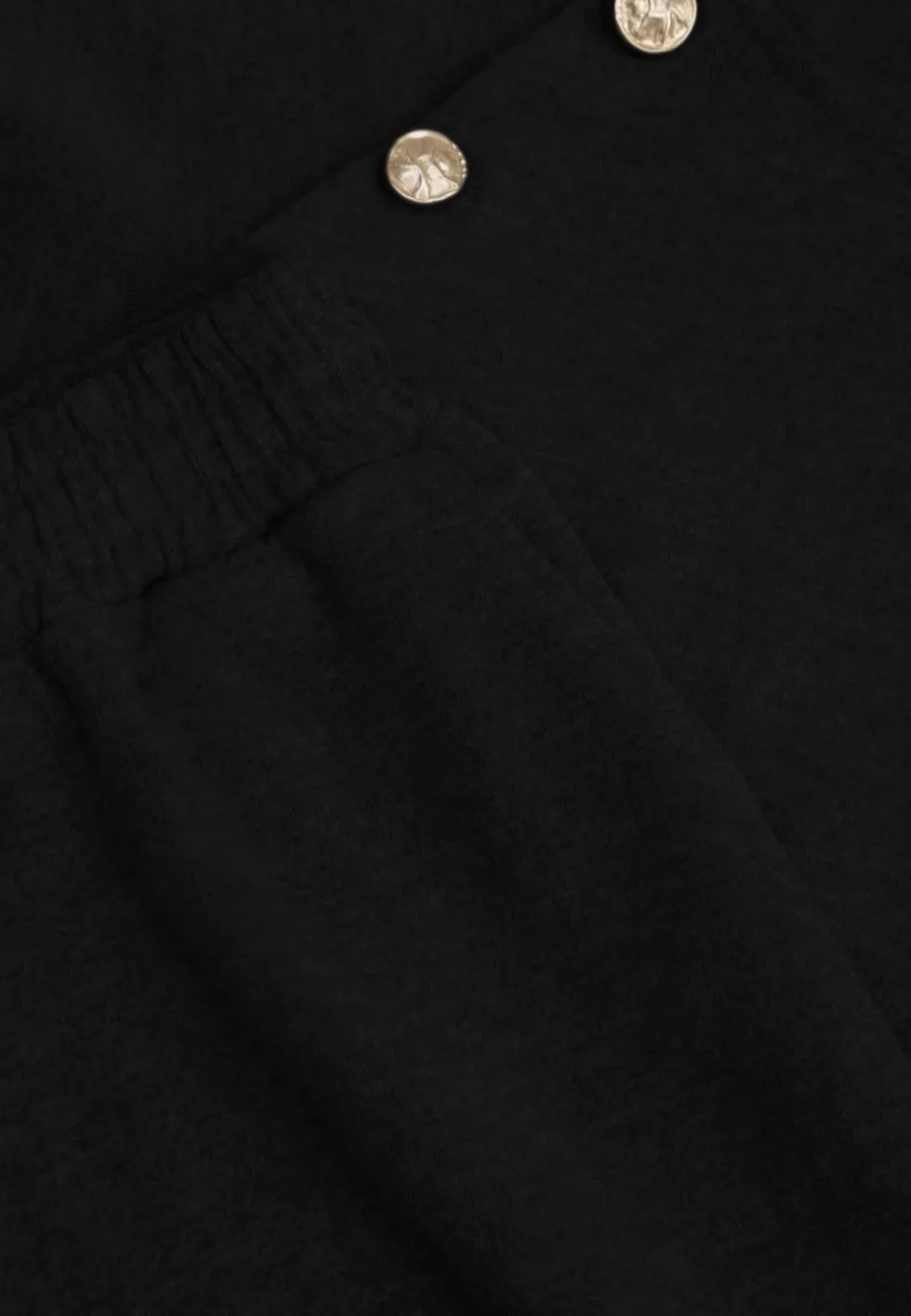 Czarny Komplet Dresowy Spodnie Wide Leg i Bluza z Kapturem i Aplikacjami Nailena