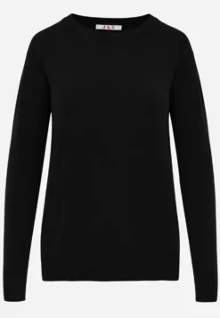 Czarny Minimalistyczny Sweter z Bawełną Bellama