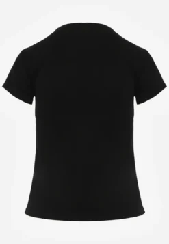 Czarny Minimalistyczny T-shirt z Wiskozy ze Stójką Osessa