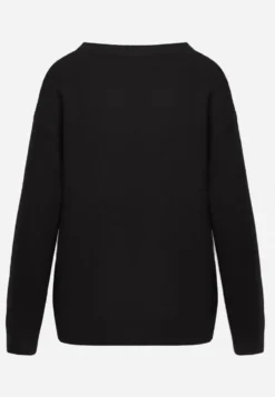 Czarny Sweter Oversize z Bawełną i Wełną Typu Basic Oseani