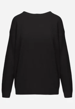 Czarny Sweter Oversize z Bawełną i Wełną Typu Basic Oseani