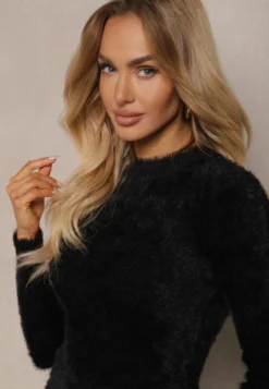 Czarny Sweter Wełniany z Alpaką Paffo