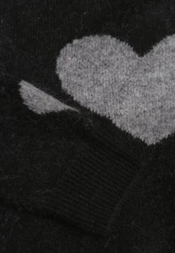 Czarny Sweter z Wełną w Serduszka Jailine