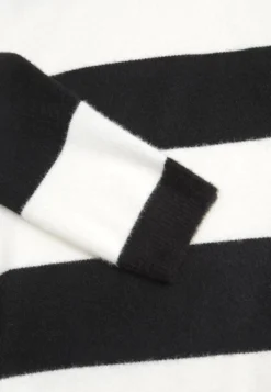 Czarny Sweter z Wełną w Szerokie Paski Gordaina