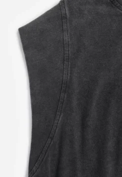 Czarny Top z Bawełny w Stylu Grunge z Szeroką Linią Ramion Tezorea