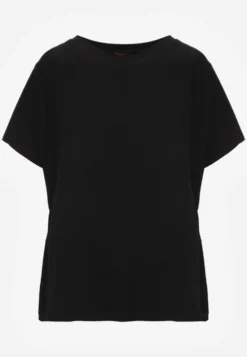 Czarny T-shirt Basic Oversize z Bawełny Elusis