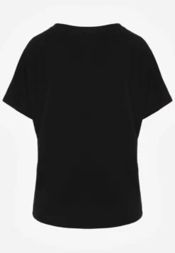 Czarny T-shirt Basic Oversize z Bawełny Elusis