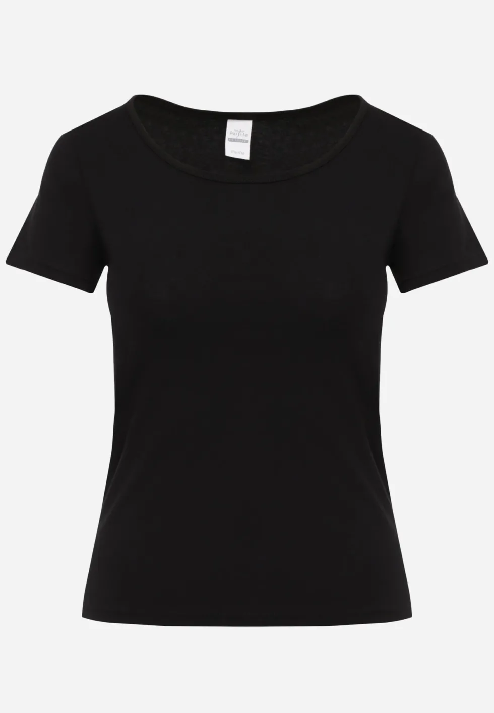 Czarny T-shirt Basic z Bawełny o Klasycznym Prostym Kroju z Zaokrąglonym Dekoltem Setho