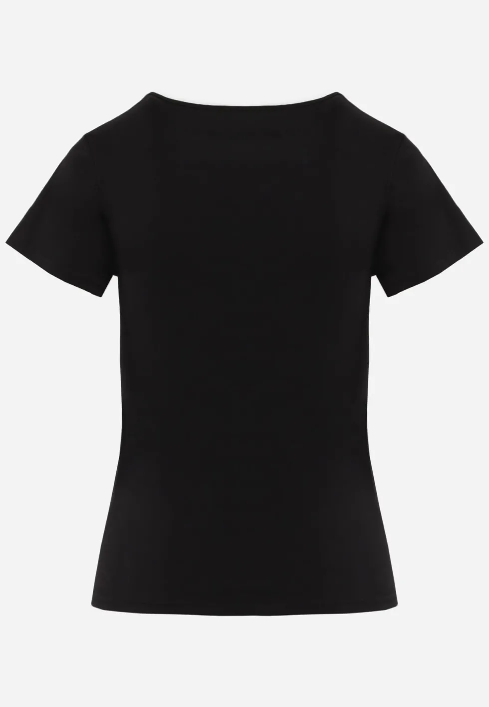 Czarny T-shirt Basic z Bawełny o Klasycznym Prostym Kroju z Zaokrąglonym Dekoltem Setho