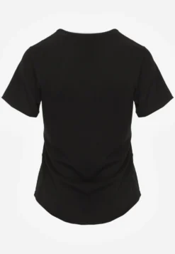 Czarny T-shirt Basic z Okrągłym Dekoltem Dolea