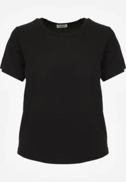Czarny T-shirt Basic z Okrągłym Dekoltem Dolea