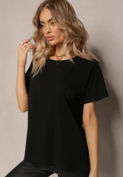 Czarny T-shirt Bawełniany z Krótkim Rękawem Kyndell