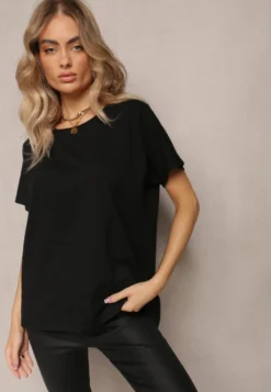 Czarny T-shirt Bawełniany z Krótkim Rękawem Kyndell