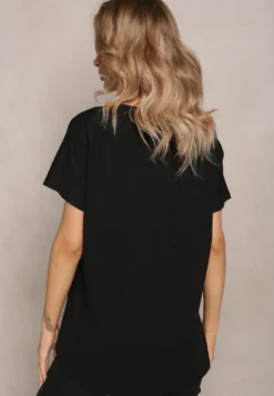 Czarny T-shirt Bawełniany z Krótkim Rękawem Kyndell