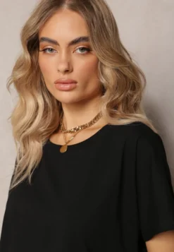 Czarny T-shirt Bawełniany z Krótkim Rękawem Kyndell