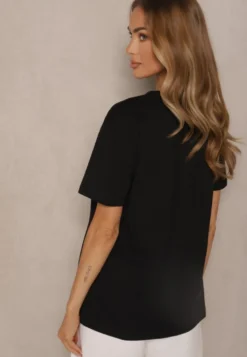 Czarny T-shirt z Bawełny z Nadrukiem Tellanis