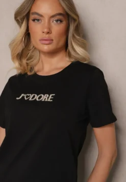 Czarny T-shirt z Bawełny z Napisem Nalothra