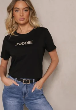 Czarny T-shirt z Bawełny z Napisem Nalothra