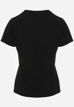Czarny T-shirt z Bawełny z Okrągłym Dekoltem Nedima