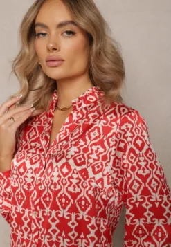 Czerwona Koszula na Guziki w Fantazyjny Print Gavino