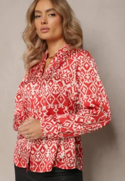 Czerwona Koszula na Guziki w Fantazyjny Print Gavino