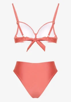Czerwone Bikini Majtki Figi i Biustonosz z Metaliczną Ozdobą Kinalenna
