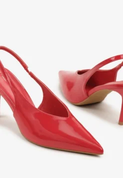 Czerwone Czółenka Sandały Slingback Vices na Obcasie Typu Szpilka Tilionea