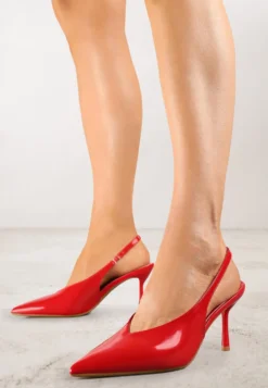 Czerwone Czółenka Sandały Slingback Vices na Obcasie Typu Szpilka Tilionea