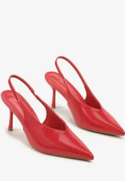 Czerwone Czółenka Sandały Slingback Vices na Obcasie Typu Szpilka Tilionea