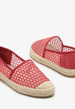 Czerwone Espadryle z Siateczkową Cholewką i Plecionką Lillevi