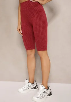 Czerwone Kolarki Szorty High Waist Sportowe z Push-Up Calatrix
