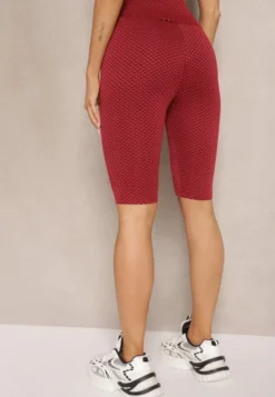 Czerwone Kolarki Szorty High Waist Sportowe z Push-Up Calatrix