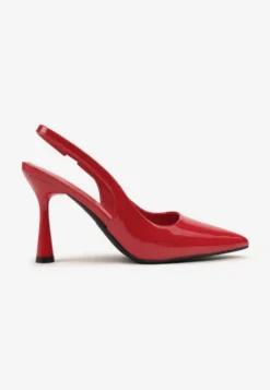 Czerwone Lakierowane Sandały Szpilki Typu Slingback Ulios
