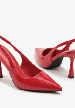 Czerwone Lakierowane Sandały Szpilki Typu Slingback Ulios